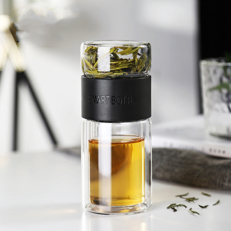 Double-layer Tea & Water Separated Glass Cup (200 ml)