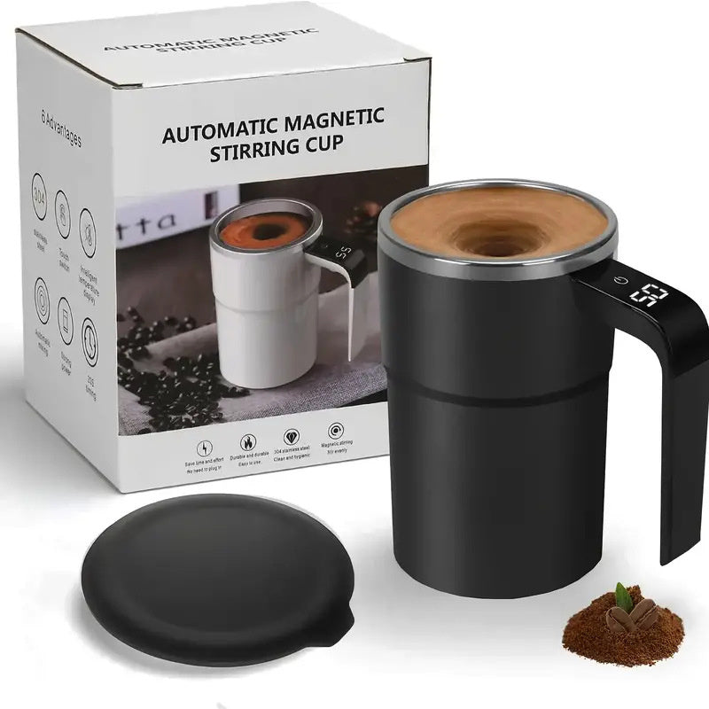 Elektrisk kaffemugg – USB-uppladdningsbar magnetisk självrörande kopp med LCD-display