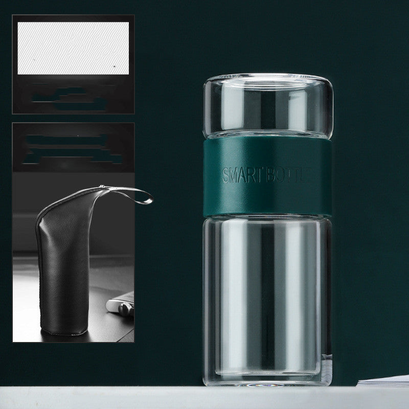 Double-layer Tea & Water Separated Glass Cup (200 ml)